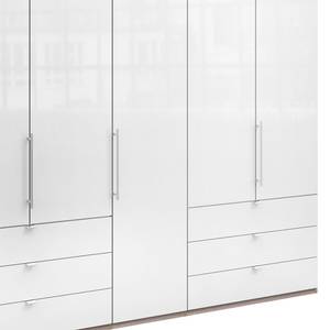 Falttürenschrank Loft IV Eiche Sägerau Dekor / Glas Weiß - 250 x 216 cm - Schublade außen