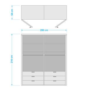 Armoire à portes pliantes Loft II Imitation chêne brut de sciage / Blanc alpin - 200 x 216 cm