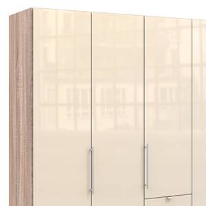 Vouwdeurkast Loft VI Grof gezaagde eikenhouten look/Magnoliakleurig glas - Hoogte: 216 cm