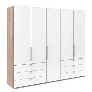 Falttürenschrank Loft IV Eiche Sägerau Dekor / Alpinweiß - 250 x 216 cm - Schublade außen