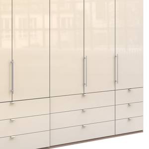 Vouwdeurkast Loft II Grof gezaagde eikenhouten look/Magnoliakleurig glas - 250 x 216 cm