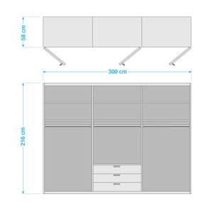 Vouwdeurkast Loft III Grof gezaagd eikenhouten look/alpinewit - Hoogte: 216 cm - Zonder spiegeldeuren