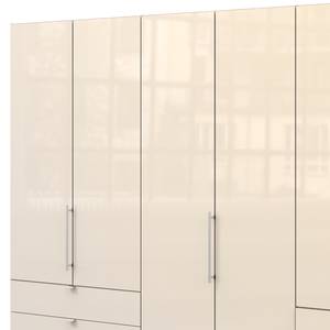 Falttürenschrank Loft IV Eiche Sägerau Dekor / Glas Magnolie - 300 x 216 cm - Schublade außen