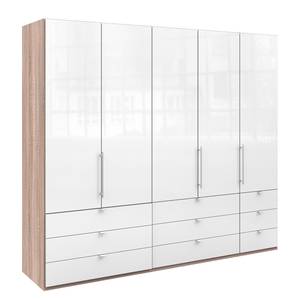 Vouwdeurkast Loft II Grof gezaagd eikenhouten look/wit glas - 250 x 216 cm