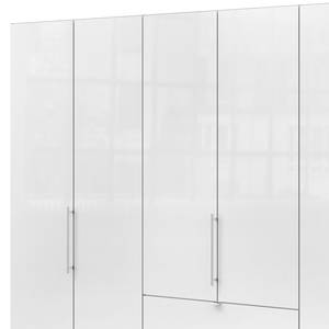 Vouwdeurkast Loft III Grof gezaagd eikenhouten look/wit glas - Hoogte: 216 cm - Zonder spiegeldeuren