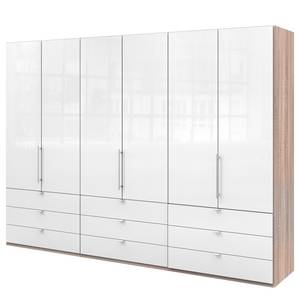 Vouwdeurkast Loft II Grof gezaagd eikenhouten look/wit glas - 300 x 216 cm