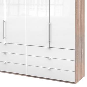 Falttürenschrank Loft II Eiche Sägerau Dekor / Glas Weiß - 300 x 216 cm