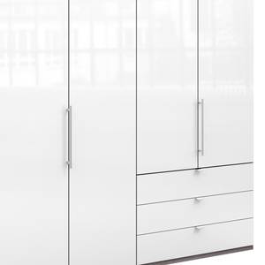 Falttürenschrank Loft I Trüffeleiche Dekor / Glas Weiß - Höhe: 216 cm - Schublade rechts