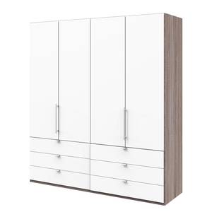 Armoire à portes pliantes Loft II Imitation chêne truffier / Blanc alpin - 200 x 216 cm