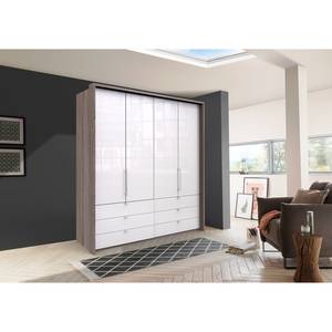 Vouwdeurkast Loft II Truffeleikenhouten look/Wit glas - 200 x 216 cm