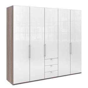 Armoire à portes pliantes Loft VI Imitation chêne truffier / Verre Blanc - Hauteur : 216 cm