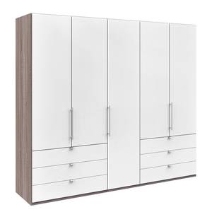 Armoire à portes pliantes Loft IV Imitation chêne truffier / Blanc alpin - 250 x 216 cm - Tiroir sur le bord