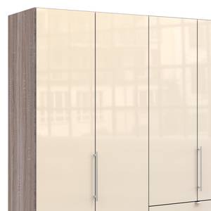 Armoire à portes pliantes Loft I Imitation chêne truffier / Verre Magnolia - Hauteur : 216 cm - Tiroir à droite