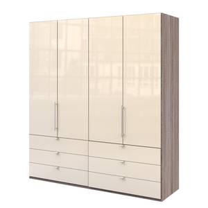 Vouwdeurkast Loft II Truffeleikenhouten look/Magnoliakleurig glas	 - 200 x 216 cm