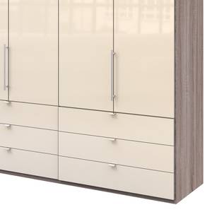 Falttürenschrank Loft II Trüffeleiche Dekor / Glas Magnolie - 200 x 216 cm