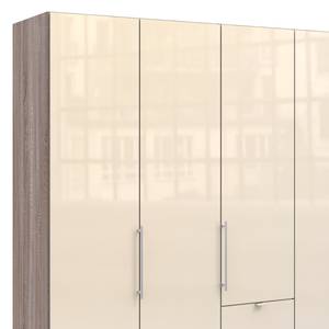 Falttürenschrank Loft VI Trüffeleiche Dekor / Glas Magnolie - Höhe: 216 cm