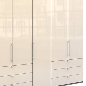 Falttürenschrank Loft IV Trüffeleiche Dekor / Glas Magnolie - 250 x 216 cm - Schublade außen