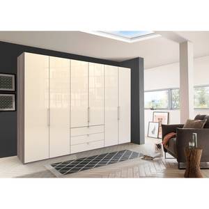 Falttürenschrank Loft III Trüffeleiche Dekor / Glas Magnolie - Höhe: 216 cm - Ohne Spiegeltür/-en