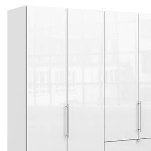 Falttürenschrank Loft I Alpinweiß / Glas Weiß - Höhe: 236 cm - Schublade rechts