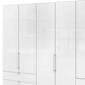 Falttürenschrank Loft IV Trüffeleiche Dekor / Glas Weiß - 300 x 216 cm - Schublade außen