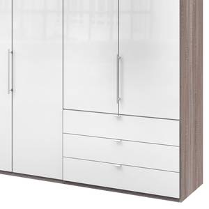 Falttürenschrank Loft IV Trüffeleiche Dekor / Glas Weiß - 300 x 216 cm - Schublade außen