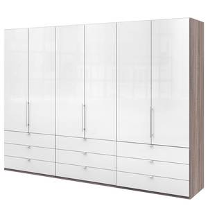 Falttürenschrank Loft II Trüffeleiche Dekor / Glas Weiß - 300 x 216 cm