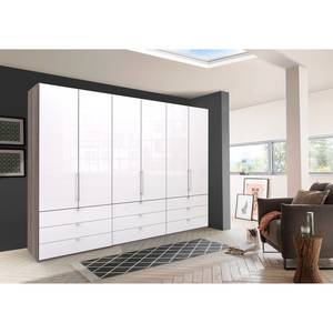 Falttürenschrank Loft II Trüffeleiche Dekor / Glas Weiß - 300 x 216 cm