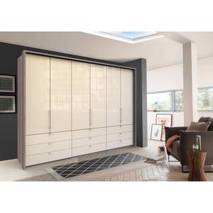 Falttürenschrank Loft II Trüffeleiche Dekor / Glas Magnolie - 300 x 216 cm