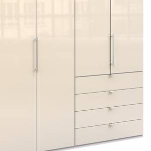 Falttürenschrank Loft I Alpinweiß / Glas Magnolie - Höhe: 236 cm - Schublade rechts