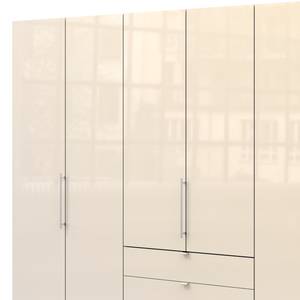 Falttürenschrank Loft III Alpinweiß / Glas Magnolie - Höhe: 236 cm - Ohne Spiegeltür/-en