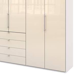 Falttürenschrank Loft III Alpinweiß / Glas Magnolie - Höhe: 236 cm - Ohne Spiegeltür/-en