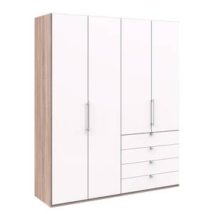 Armoire à portes pliantes Loft I Imitation chêne brut de sciage / Blanc alpin - Hauteur : 236 cm - Tiroir à droite