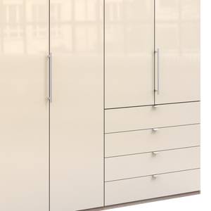 Falttürenschrank Loft I Eiche Sägerau Dekor / Glas Magnolie - Höhe: 236 cm - Schublade rechts