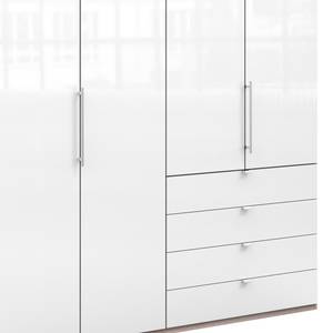 Falttürenschrank Loft I Eiche Sägerau Dekor / Glas Weiß - Höhe: 236 cm - Schublade rechts