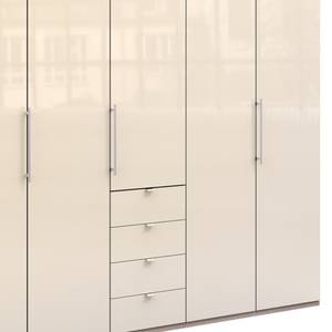 Vouwdeurkast Loft VI Grof gezaagde eikenhouten look/Magnoliakleurig glas - Hoogte: 236 cm