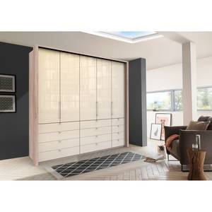 Vouwdeurkast Loft II Grof gezaagde eikenhouten look/Magnoliakleurig glas - 250 x 236 cm