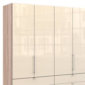 Vouwdeurkast Loft II Grof gezaagde eikenhouten look/Magnoliakleurig glas - 250 x 236 cm