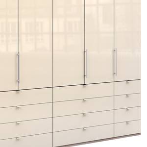 Vouwdeurkast Loft II Grof gezaagde eikenhouten look/Magnoliakleurig glas - 250 x 236 cm