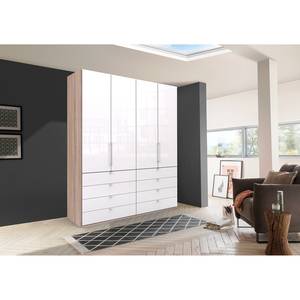 Vouwdeurkast Loft II Grof gezaagd eikenhouten look/wit glas - 200 x 236 cm