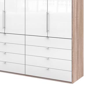 Vouwdeurkast Loft II Grof gezaagd eikenhouten look/wit glas - 200 x 236 cm