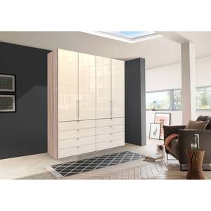 Vouwdeurkast Loft II Grof gezaagde eikenhouten look/Magnoliakleurig glas - 200 x 236 cm