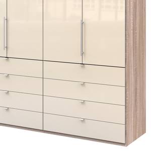 Falttürenschrank Loft II Eiche Sägerau Dekor / Glas Magnolie - 200 x 236 cm