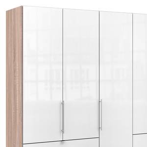 Vouwdeurkast Loft IV Grof gezaagd eikenhouten look/wit glas - 250 x 236 cm - Lade aan de rand