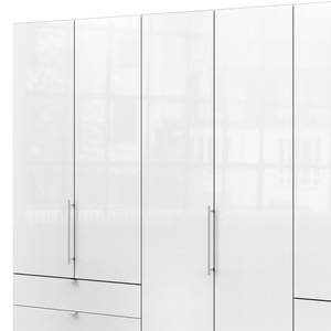 Falttürenschrank Loft IV Eiche Sägerau Dekor / Glas Weiß - 300 x 236 cm - Schublade außen