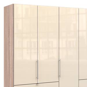 Falttürenschrank Loft IV Eiche Sägerau Dekor / Glas Magnolie - 250 x 236 cm - Schublade außen