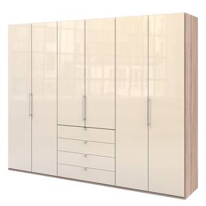 Falttürenschrank Loft III Eiche Sägerau Dekor / Glas Magnolie - Höhe: 236 cm - Ohne Spiegeltür/-en