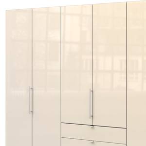 Falttürenschrank Loft III Eiche Sägerau Dekor / Glas Magnolie - Höhe: 236 cm - Ohne Spiegeltür/-en