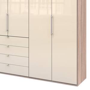 Falttürenschrank Loft III Eiche Sägerau Dekor / Glas Magnolie - Höhe: 236 cm - Ohne Spiegeltür/-en