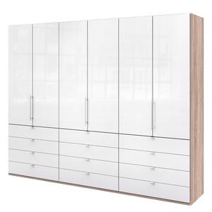 Falttürenschrank Loft II Eiche Sägerau Dekor / Glas Weiß - 300 x 236 cm