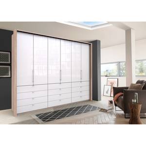 Vouwdeurkast Loft II Grof gezaagd eikenhouten look/wit glas - 300 x 236 cm